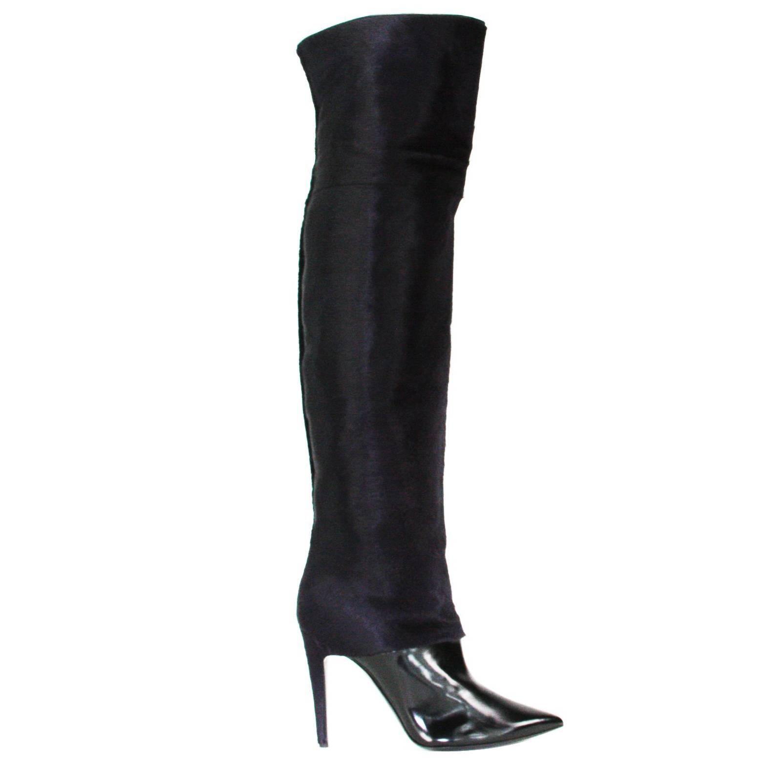 Nuevo PIERRE HARDY Italia Pony-Pelo Sobre la Rodilla Botas de Cuero It. 39.5 - US 9 en venta