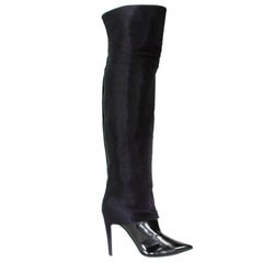 Used New PIERRE HARDY Italy Pony-Hair Over the Knee Leather Boots It. 39.5 - US 9