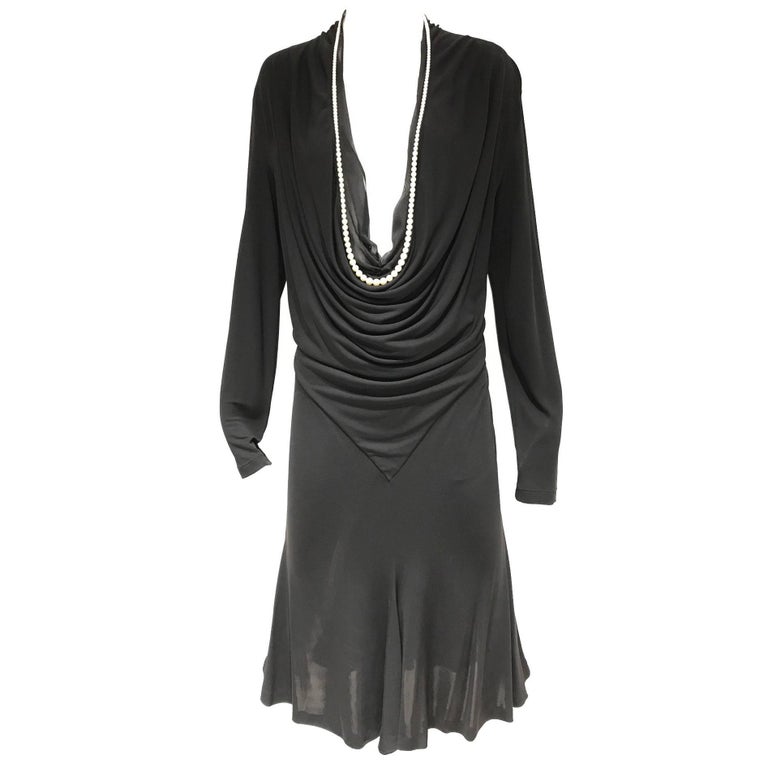 Vintage JEAN PAUL GAULTIER Plunging Neckline Knit Dress with Pearl Collar  at 1stDibs | black dress with pearl collar, black dress with pearls, pearl  collar dress