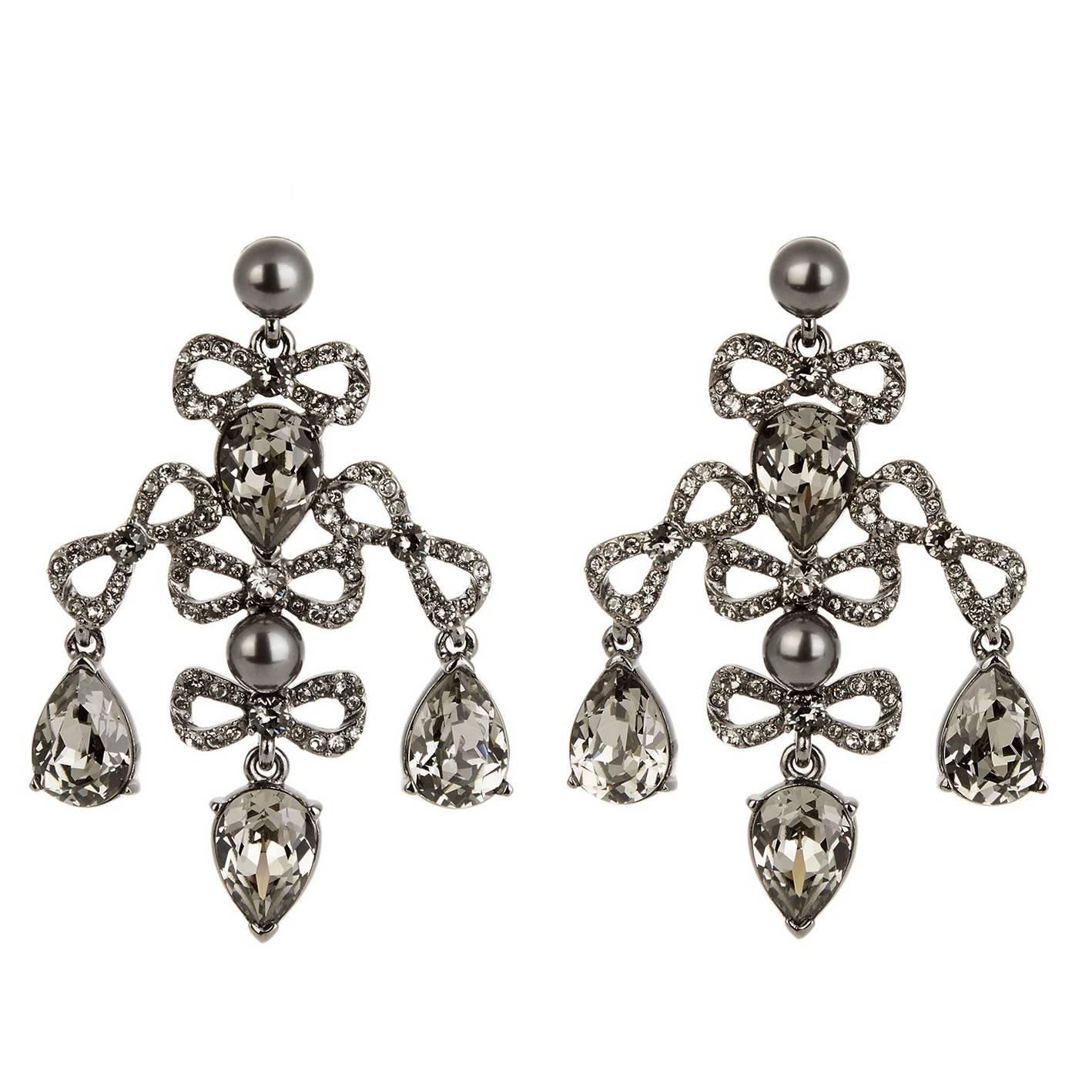 Oscar de la Renta NEW Swarovski Crystal Chandelier Dangle Drop Evening Earrings