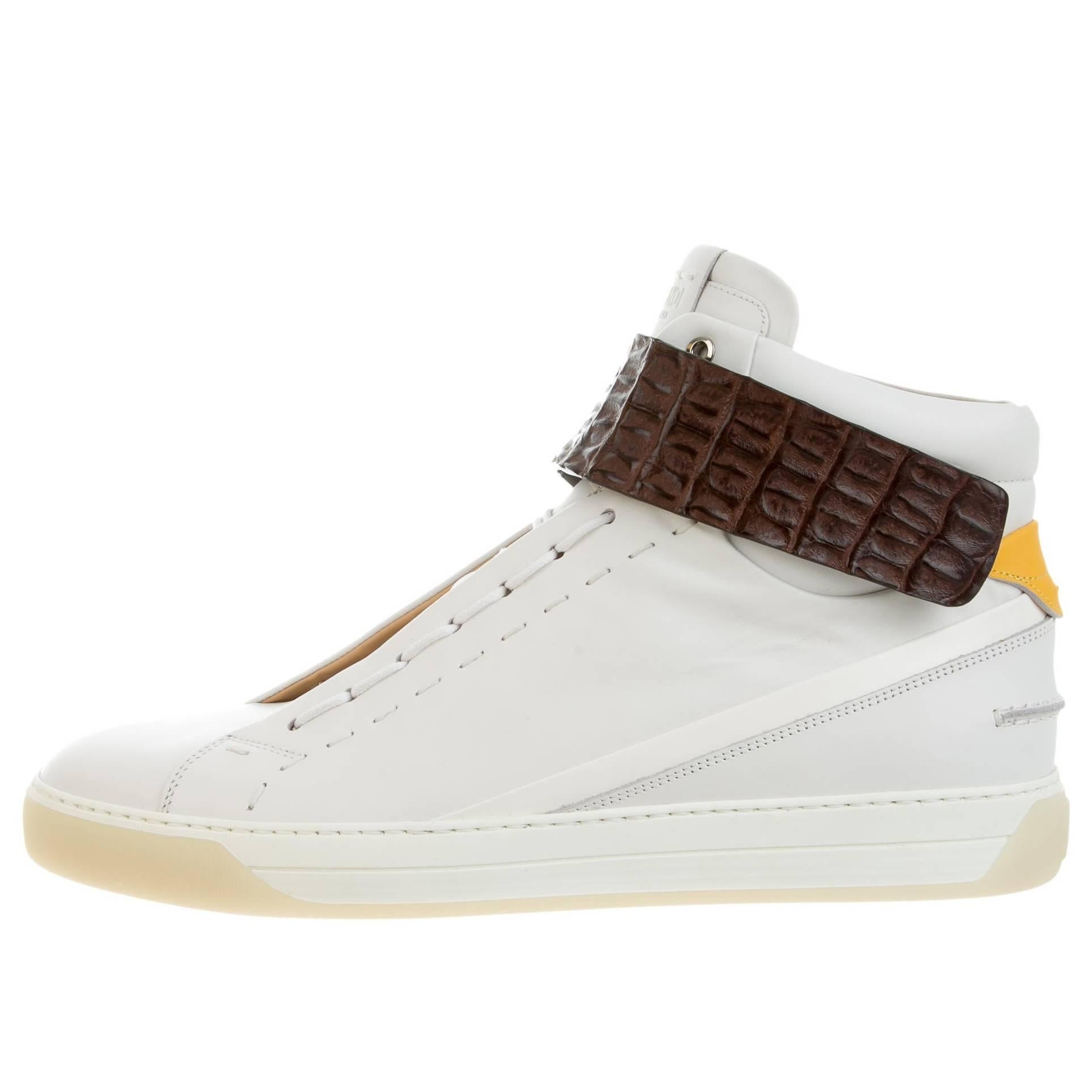 Fendi NEW Men's Limited Edition White Leather High Tops Sneakers Shoes in Box
