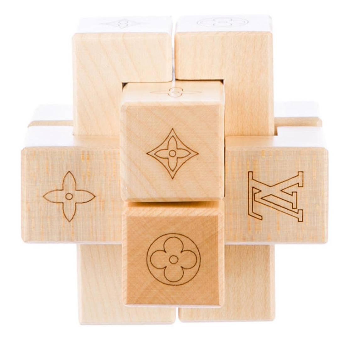 Louis Vuitton Monogram Logo Wood Game Puzzle Desk Table Decorative in Box 
