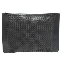 Used Bottega Veneta Black Leather Men's Women's Business iPad Carryall Travel Bag