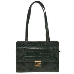 Gucci Vintage Green Alligator Shoulder Bag For Sale at 1stDibs