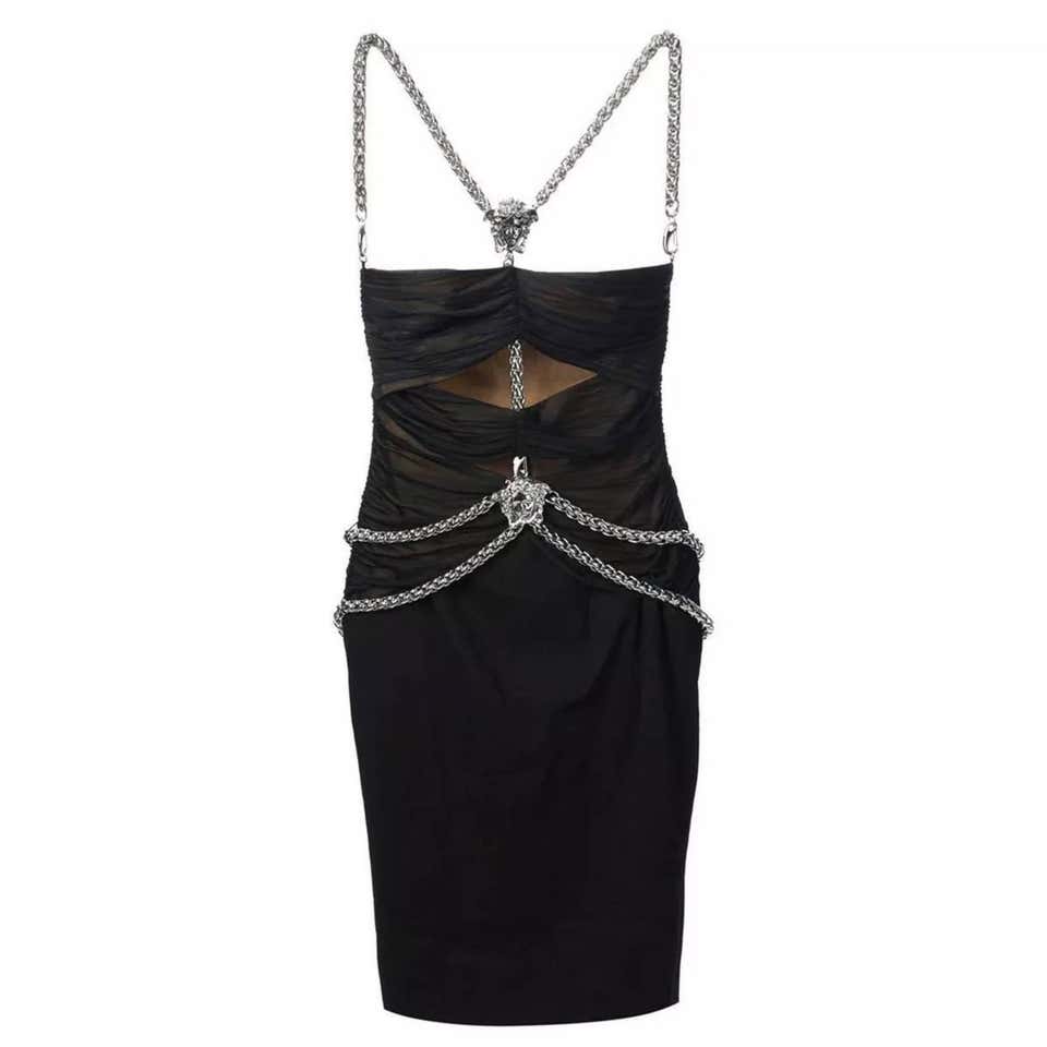 Versace Black Corset Zip Dress For Sale at 1stdibs