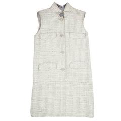 CHANEL Sleeveless Dress T 42FR in Cream Painted Tweed 