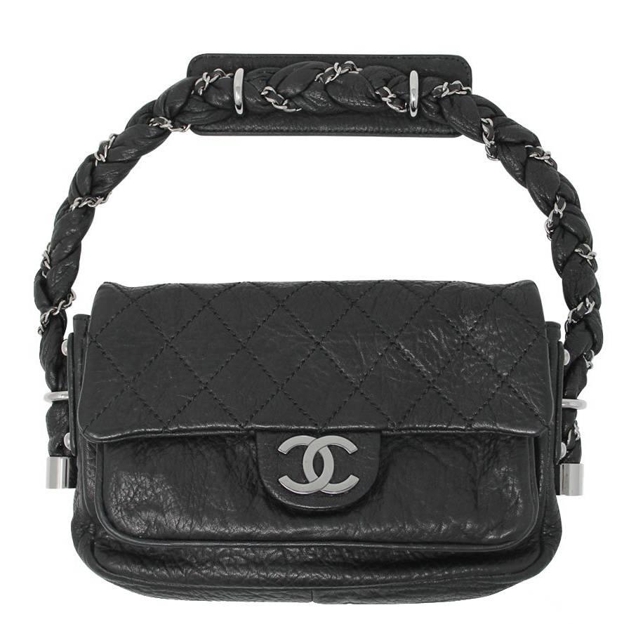 Chanel Distressed Leather Quilted Flap Lady Braid Handle Handbag