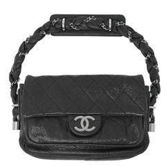 Chanel - Sac à main en cuir vieilli:: matelassé:: à rabat et à poignée tressée - Lady