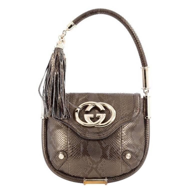 Gucci Britt Tasche Python mit Quaste und Klappe