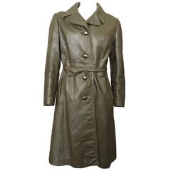 Harrods Vintage Gold Real Leather Trench Coat 1970s