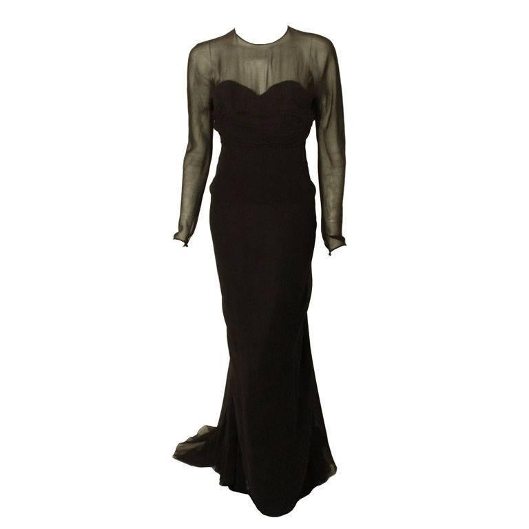 Christian Dior, Marc Bohan Haute Couture Black Chiffon Gown, Betsy Bloomingdale