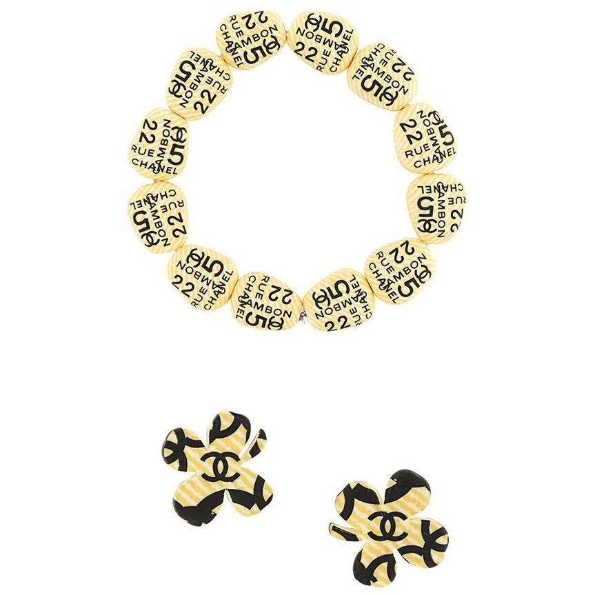 Chanel Clover Iconic earrings and bracelet set 2002