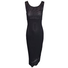 S/S 1998 Dolce & Gabbana Black Sheer Mesh Pencil Wiggle Dress Lace Detail 8