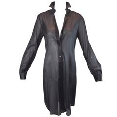 S/S 2000 Dolce & Gabbana Sheer Black Button Down Tunic Dress Blouse