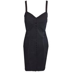 F/W 1988 Dolce & Gabbana Black Corset Bandage Wiggle Mini Dress 44