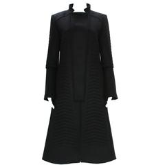 A/W 2004 Tom Ford for Gucci Chevron Quilting Black Angora Wool Coat It 44 - US 8