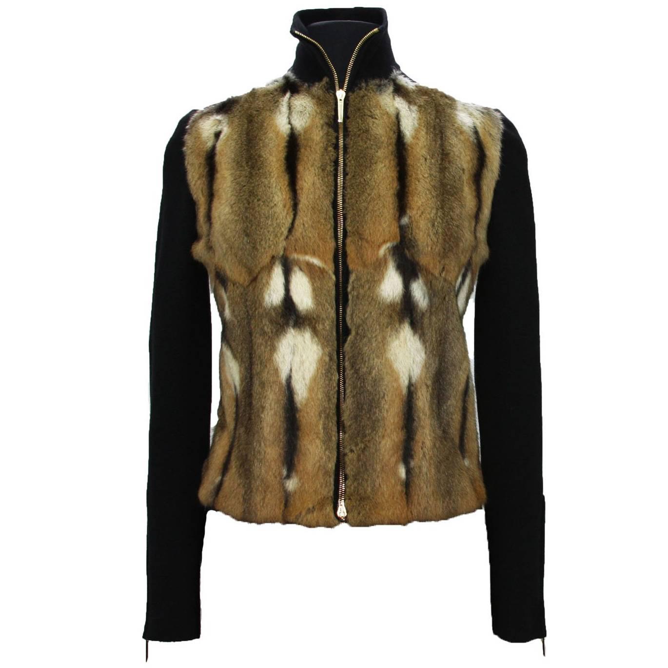 New TOM FORD for GUCCI F/W 2000 Fur Wool Silk Cashmere Cardigan Sweater Jacket S