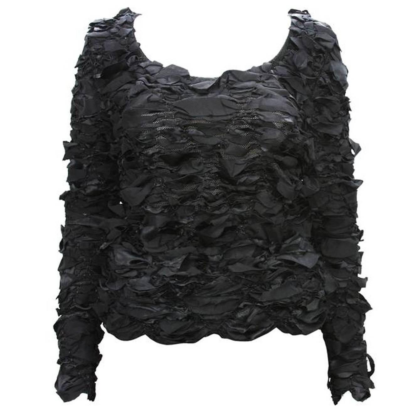 Tom Ford for Yves Saint Laurent F/W 2001 Black Stretch Sweater Runway Top It. S For Sale