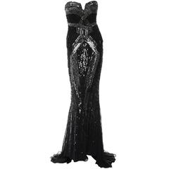 New Roberto Cavalli Fully Beaded Silk Corset Black Dress Gown It.40 - US 4 2