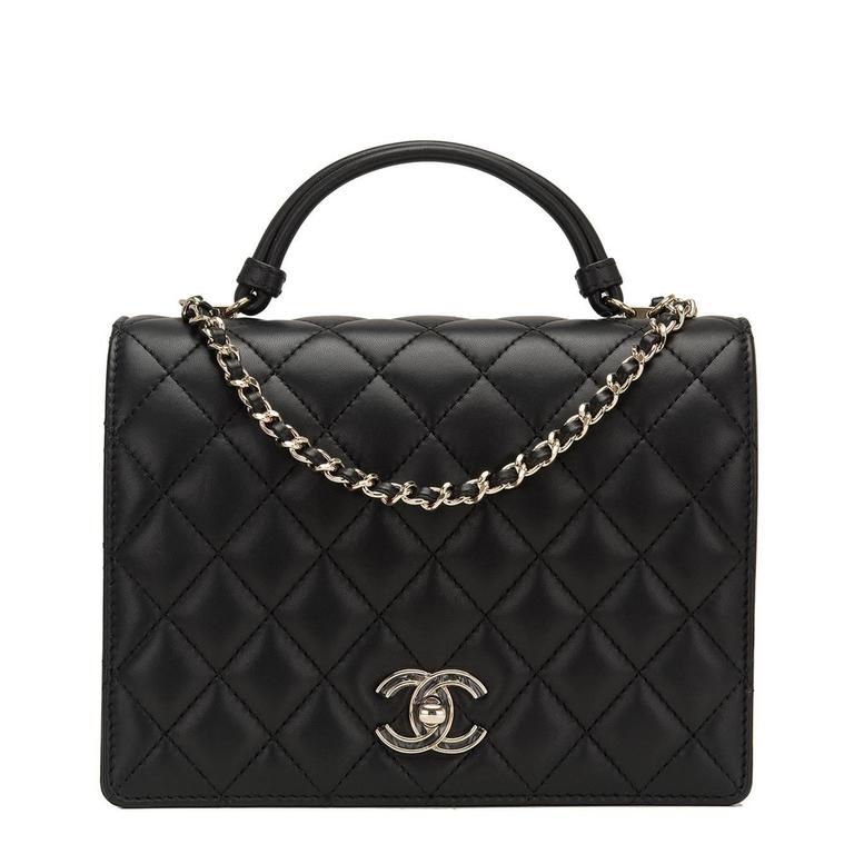 Chanel Black Lambskin Handle Tied Flap Bag