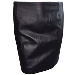 1990's Atelier Versace by Gianni Black Leather Mini Skirt M 3
