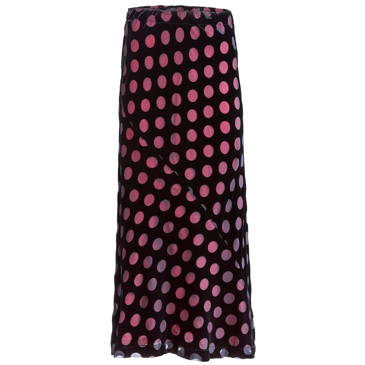 Comme des Garçons Velvet Polka-Dot Skirt