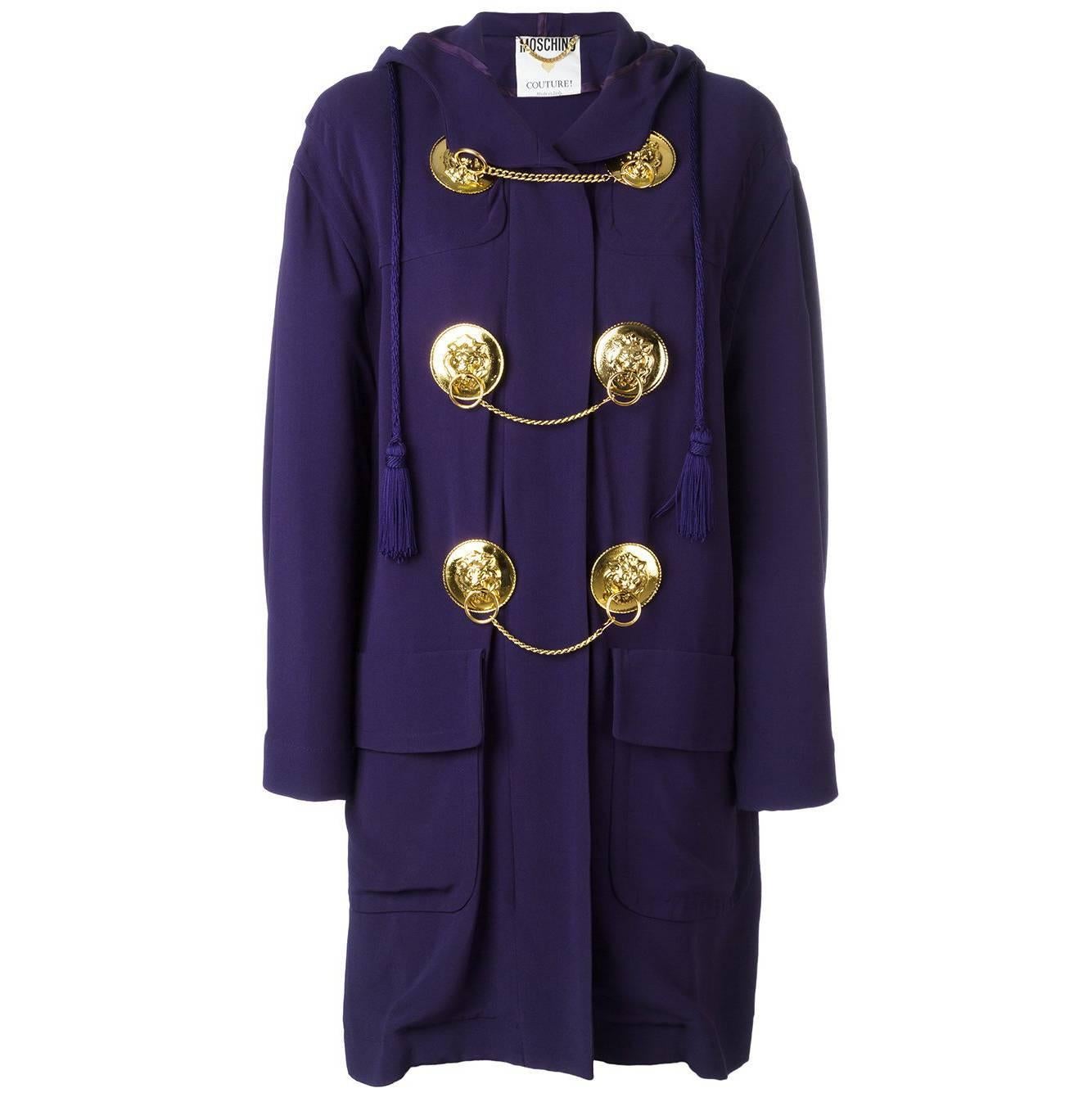 1980's MOSCHINO medal embellished light coat For Sale