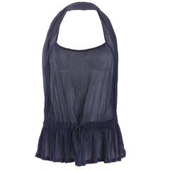 Comme des Garçons Navy Sheer Silk Halter Top 12