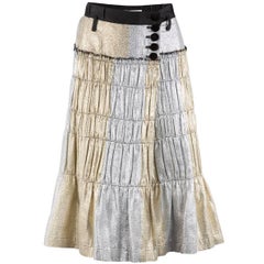 Tao Comme des Garçons Gold and Silver Pleated Wrap Skirt