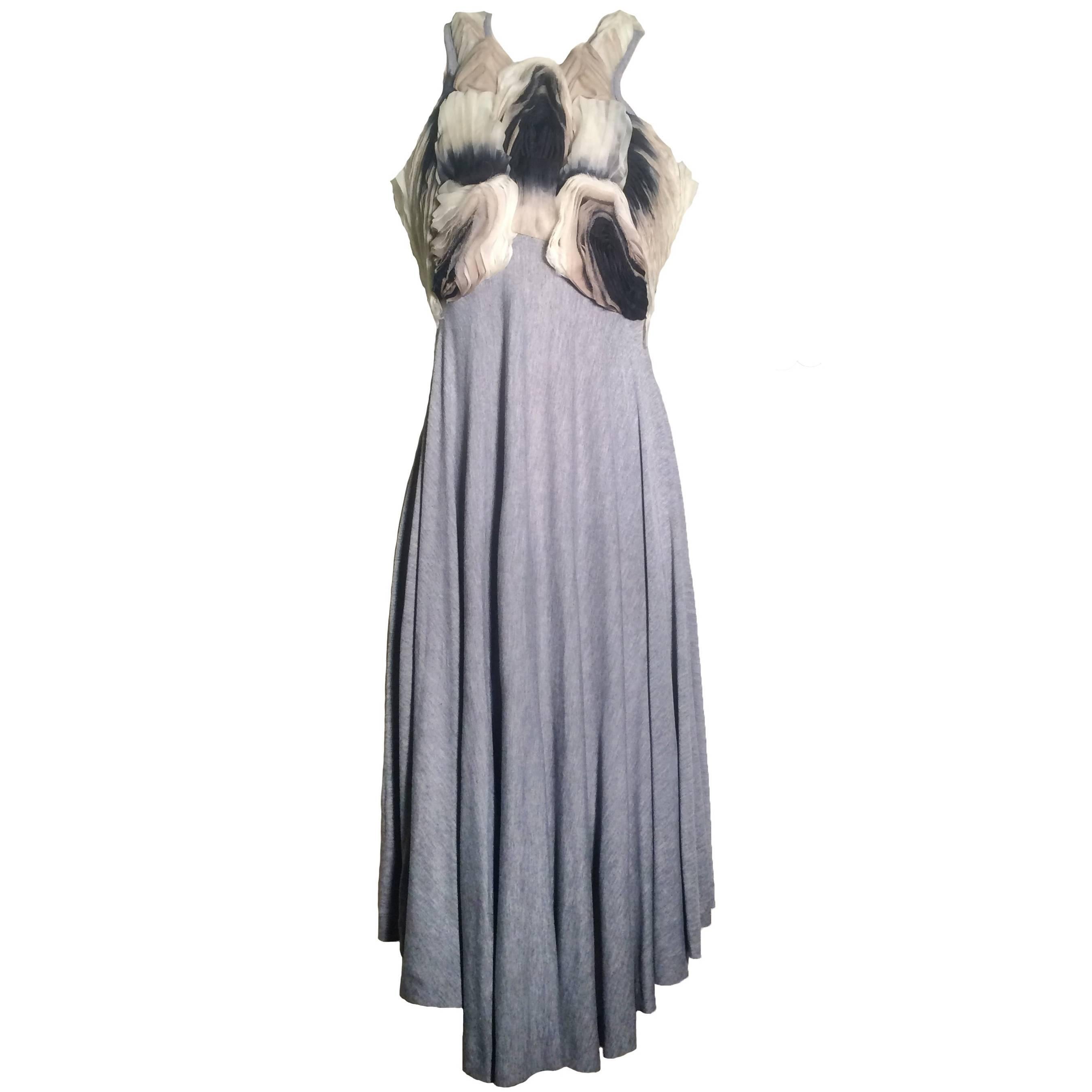 Alexander McQueen Grey Jersey Dress with Ombre Organdy Detail