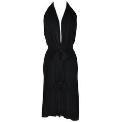 Christian Dior Black Jersey Halter V-neckline Dress