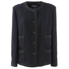 2002 Chanel Black Cotton Blend Jacket