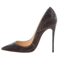 Christian Louboutin New Silver Black Evening Heels Pumps in Box 