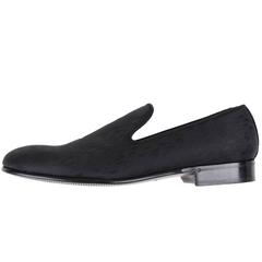 Dolce & Gabbana New Men's Black Patterned Smoking Slippers Loafers Shoes in Box