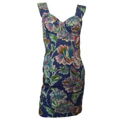 Cacharel 1990s Beautiful Underwired Bust Mini Cotton Floral Dummer Dress Vintage 10