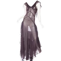 1930s Style Deconstructed Sheer Bias Gown