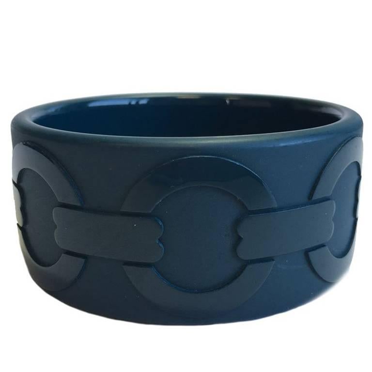 HERMES Bracelet Blue Lacquered Wood