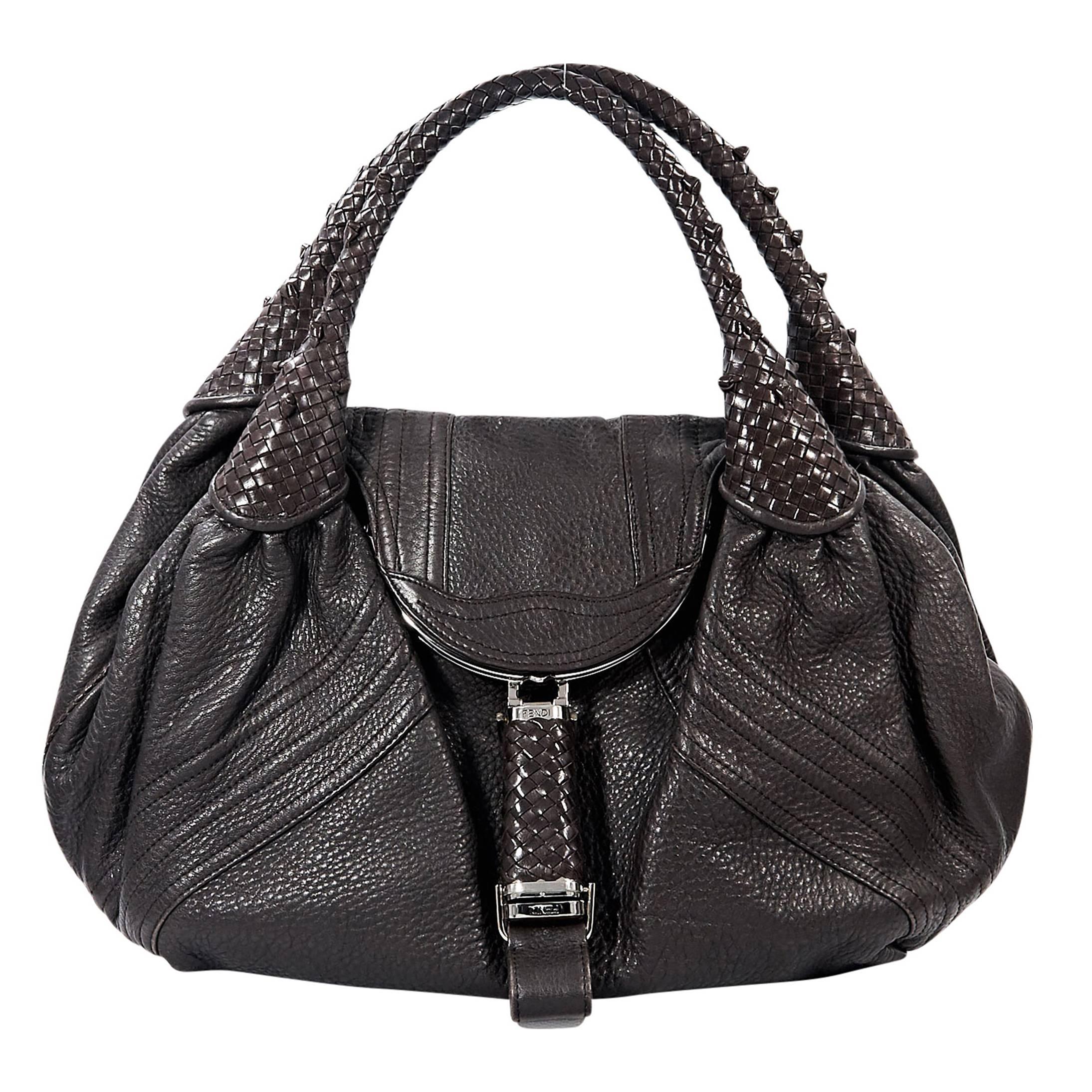 Dark Brown Fendi Spy Leather Shoulder Bag