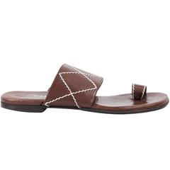 Brown Chanel Leather Flat Sandals