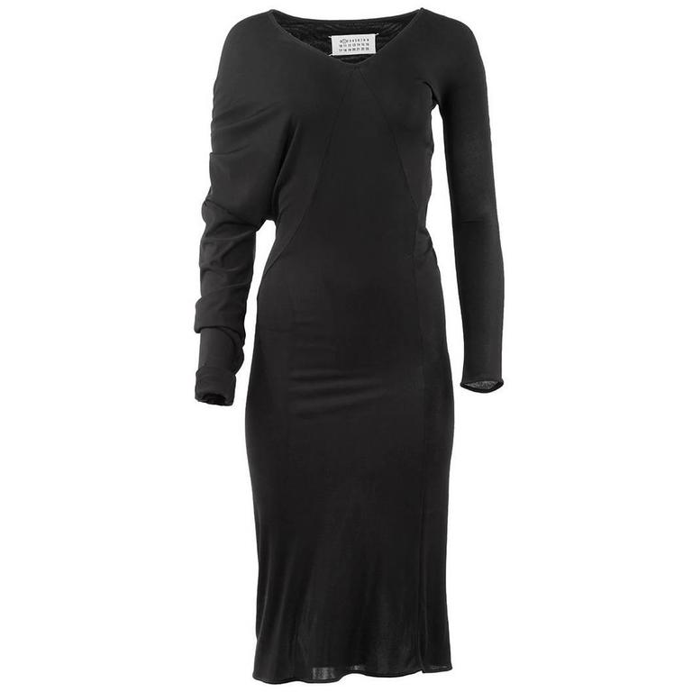 Maison Martin Margiela Black Asymmetric Long Sleeve Dress For Sale at ...