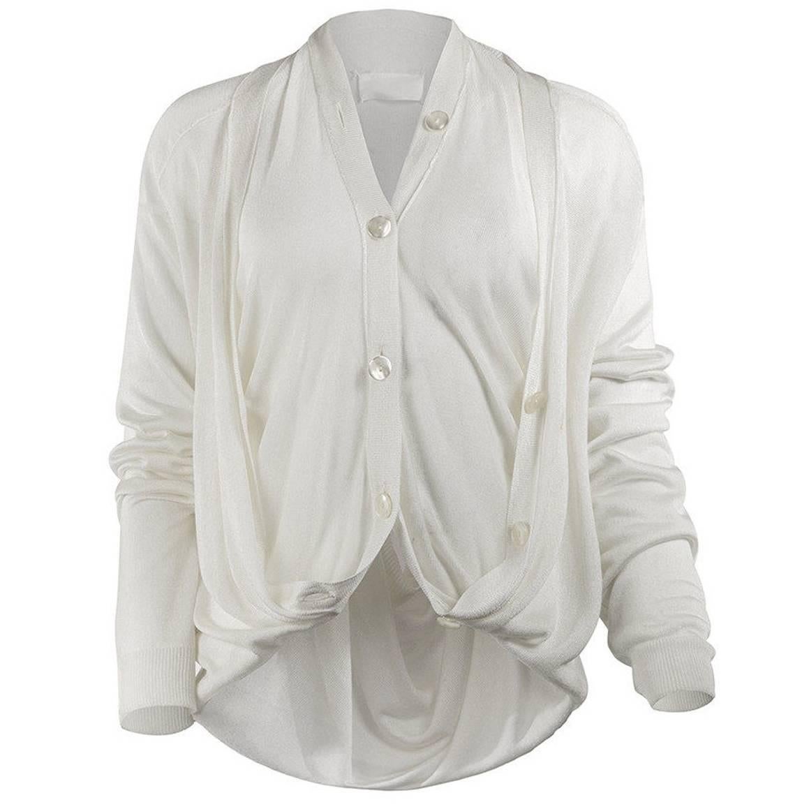 Maison Martin Margiela Artisanal White Cardigan with Vest