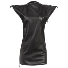 Maison Martin Margiela Black Leather Zip Tunic