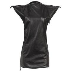 Maison Martin Margiela Black Leather Zip Tunic 3