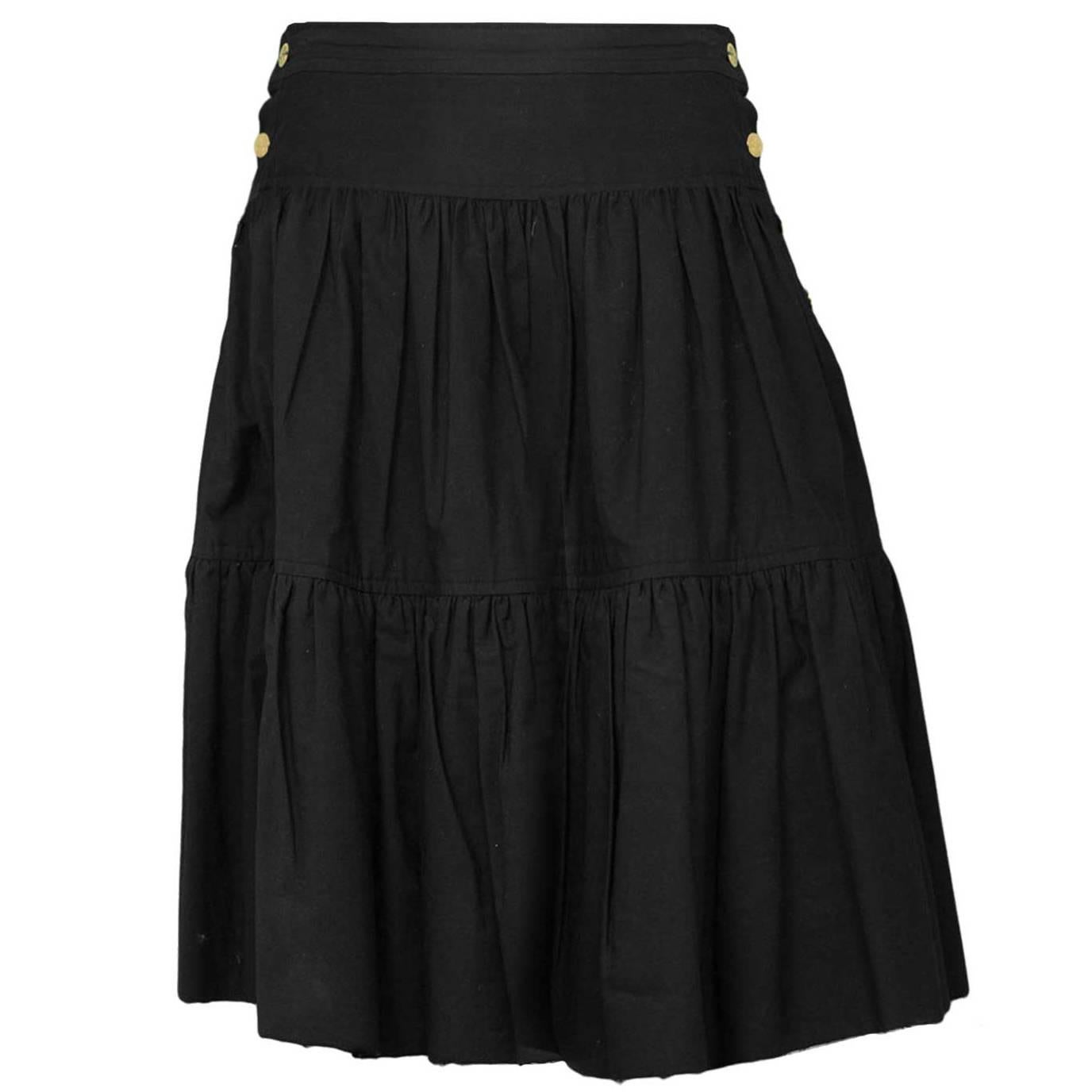 Chanel Black Cotton 2-Tier Skirt sz M