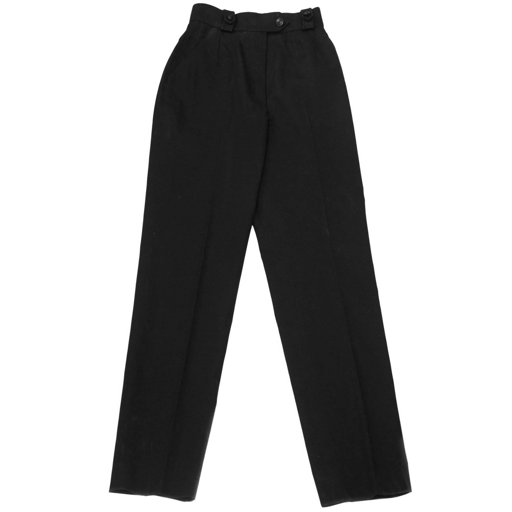 Chanel Black Cotton High Waisted Pants sz FR34