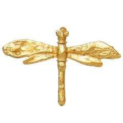 A 1990s Jean-Louis Scherrer Gold Toned Dragonfly Brooch