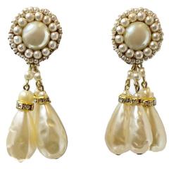 Vintage 1950s DeMario Baroque Pearl Drop Earrings