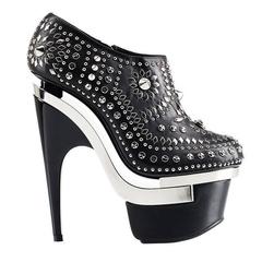 New VERSACE Black Leather Triple Platform Studded Bootie Boots 6