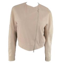 BRUNELLO CUCINELLI Size 2 Rose Pink Textured Leather Moto Jacket 6