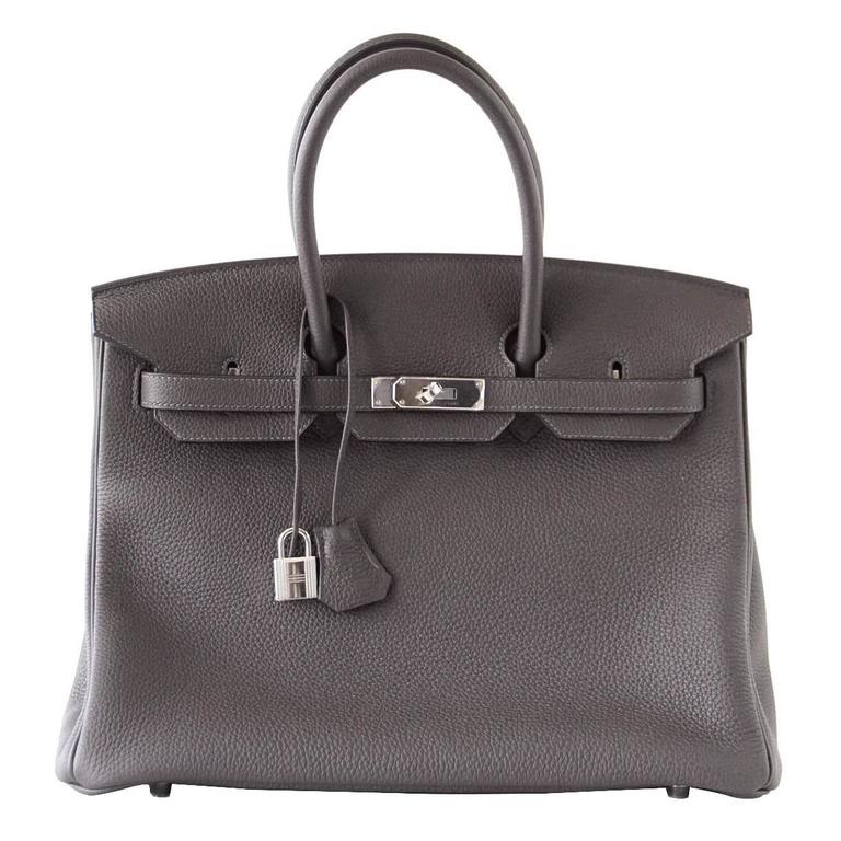 Hermes Birkin 35 Bag Rare Graphite Gray Togo Palladium at 1stDibs
